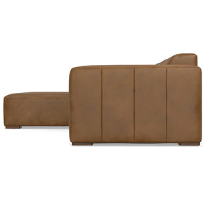 HomeRoots 122" Brown Leather Modular Sofa - Luxurious Comfort, Durable Design & Versatile Layout for Any Space 641017