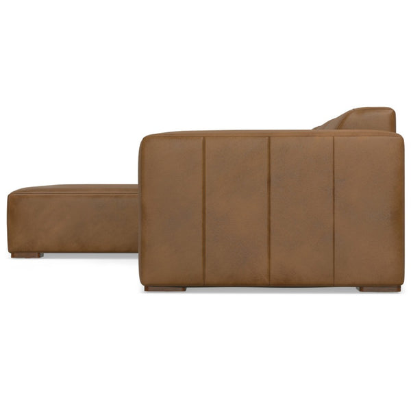 HomeRoots 122" Brown Leather Modular Sofa - Luxurious Comfort, Durable Design & Versatile Layout for Any Space 641017