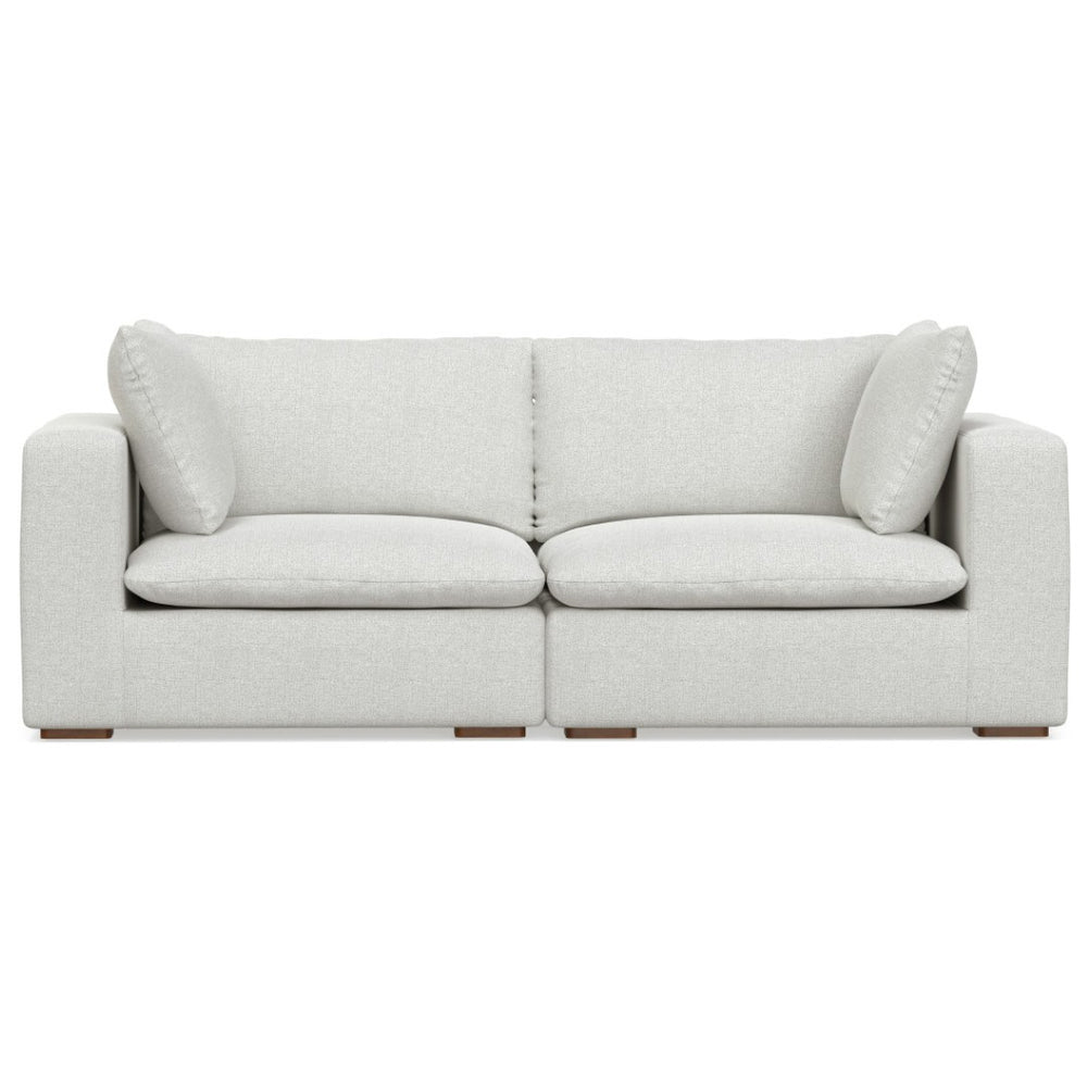 HomeRoots 88" Gray Fabric Modular Sofa - Contemporary Comfort with Tufted Back & Versatile Brown Legs, 2-Seater 641018