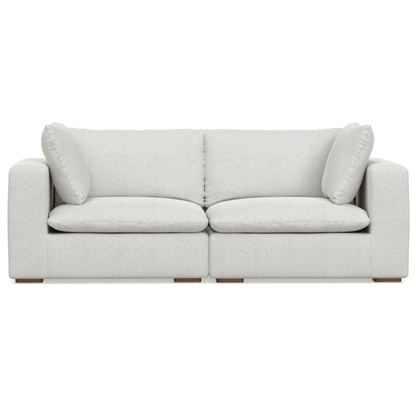 HomeRoots 88" Gray Fabric Modular Sofa - Contemporary Comfort with Tufted Back & Versatile Brown Legs, 2-Seater 641018