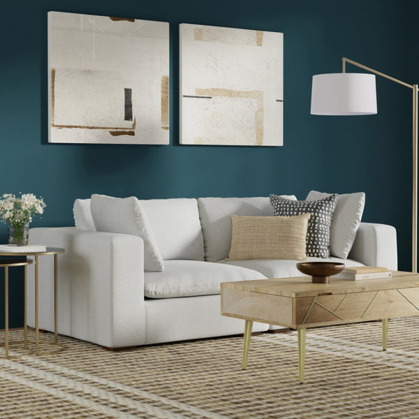 HomeRoots 88" Gray Fabric Modular Sofa - Contemporary Comfort with Tufted Back & Versatile Brown Legs, 2-Seater 641018