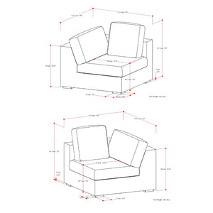 HomeRoots 88" Gray Fabric Modular Sofa - Contemporary Comfort with Tufted Back & Versatile Brown Legs, 2-Seater 641018