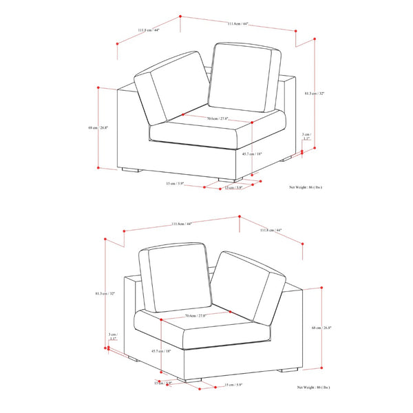 HomeRoots 88" Gray Fabric Modular Sofa - Contemporary Comfort with Tufted Back & Versatile Brown Legs, 2-Seater 641018