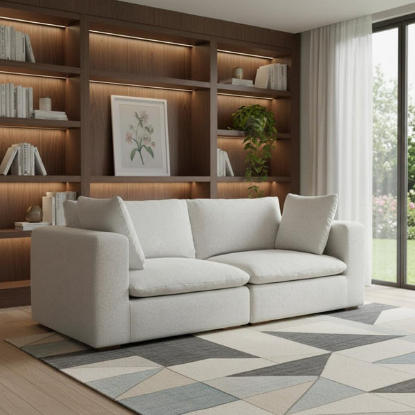HomeRoots 88" Gray Fabric Modular Sofa - Contemporary Comfort with Tufted Back & Versatile Brown Legs, 2-Seater 641018