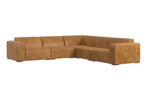 HomeRoots 116" Sienna Leather Modular Sofa - Luxurious Comfort, Stylish Design, and Configurable Layout Options 641019