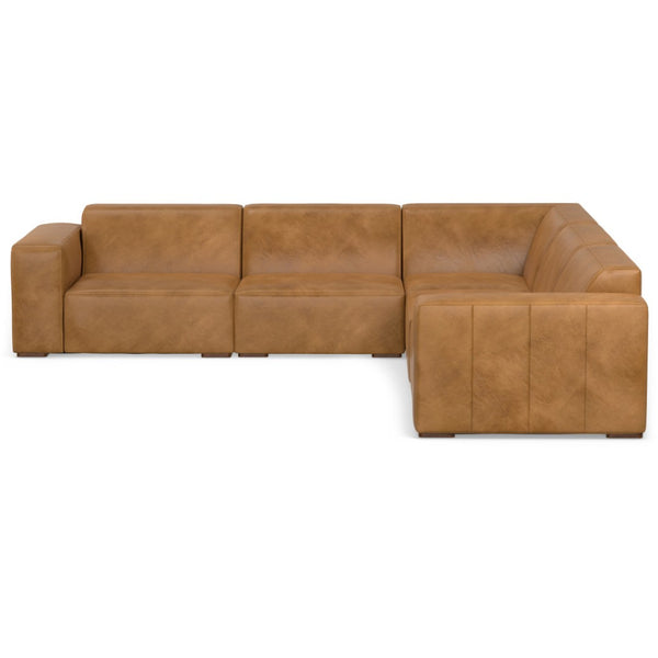 HomeRoots 116" Sienna Leather Modular Sofa - Luxurious Comfort, Stylish Design, and Configurable Layout Options 641019