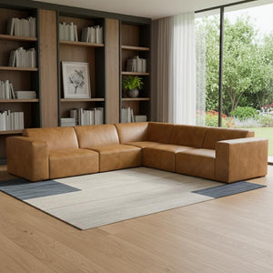 HomeRoots 116" Sienna Leather Modular Sofa - Luxurious Comfort, Stylish Design, and Configurable Layout Options 641019