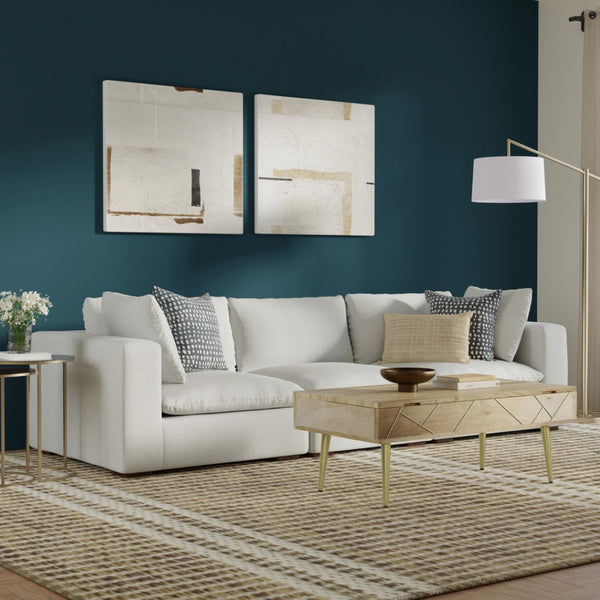 HomeRoots 125" Gray Fabric Modular Sofa - Stylish Tufted Design with Removable Cushions & Versatile Layout Options 641021