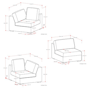 HomeRoots 125" Gray Fabric Modular Sofa - Stylish Tufted Design with Removable Cushions & Versatile Layout Options 641021
