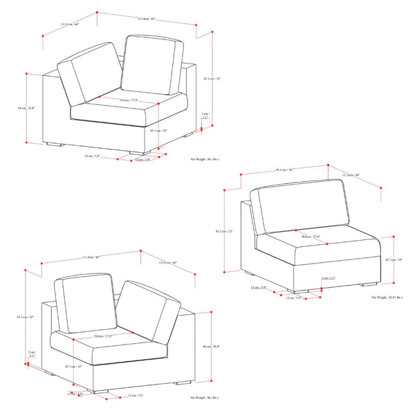 HomeRoots 125" Gray Fabric Modular Sofa - Stylish Tufted Design with Removable Cushions & Versatile Layout Options 641021