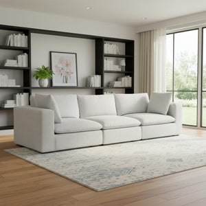 HomeRoots 125" Gray Fabric Modular Sofa - Stylish Tufted Design with Removable Cushions & Versatile Layout Options 641021