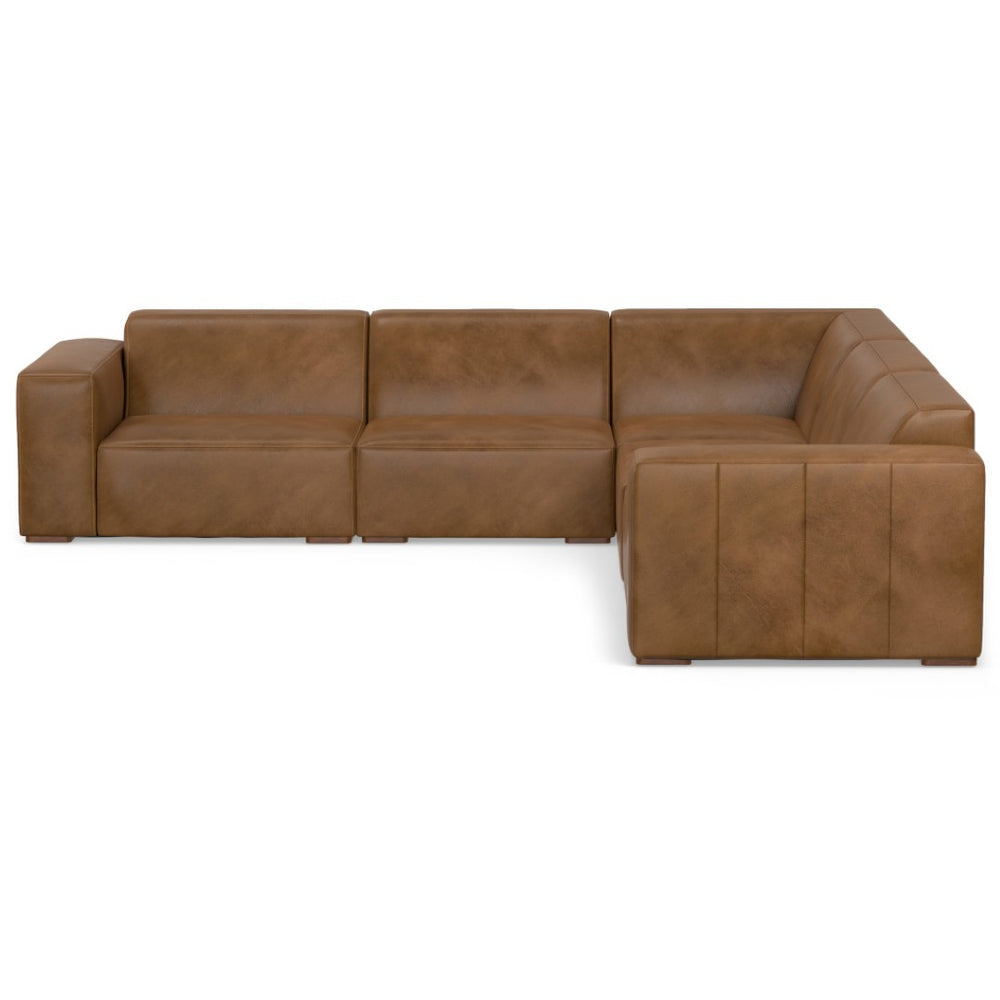 HomeRoots 116" Brown Leather Modular Sofa – Luxurious Comfort, Stylish Design, and Versatile Seating for Your Home 641022