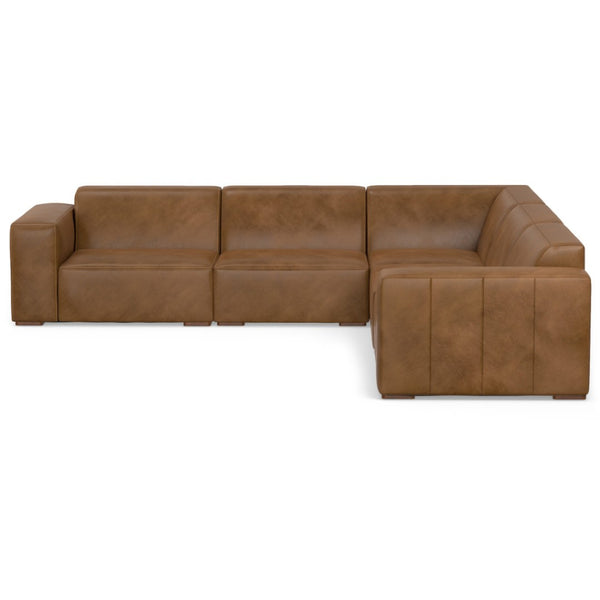 HomeRoots 116" Brown Leather Modular Sofa – Luxurious Comfort, Stylish Design, and Versatile Seating for Your Home 641022