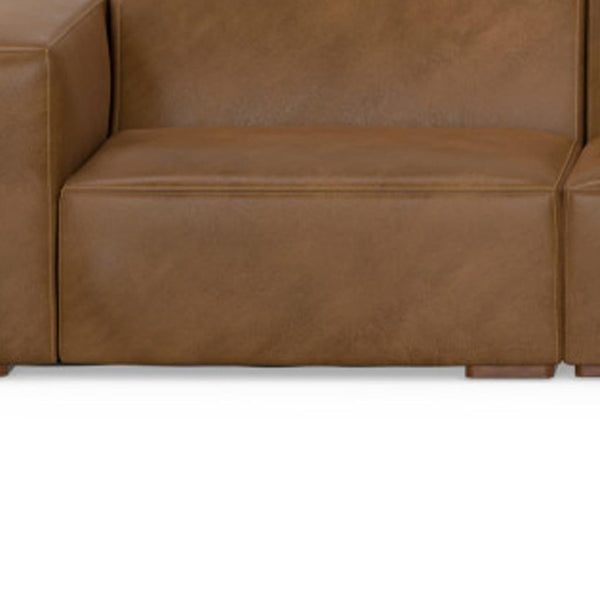 HomeRoots 116" Brown Leather Modular Sofa – Luxurious Comfort, Stylish Design, and Versatile Seating for Your Home 641022