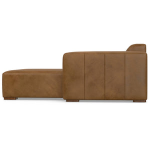 HomeRoots 122" Brown Leather Modular Wood Sofa - Luxurious Comfort, Modern Design & Versatile Seating Solution 641023