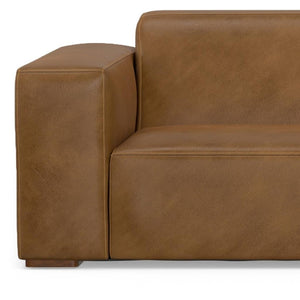 HomeRoots 122" Brown Leather Modular Wood Sofa - Luxurious Comfort, Modern Design & Versatile Seating Solution 641023
