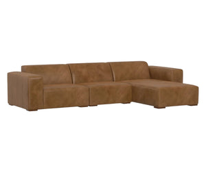 HomeRoots 122" Brown Leather Modular Wood Sofa - Luxurious Comfort, Modern Design & Versatile Seating Solution 641023