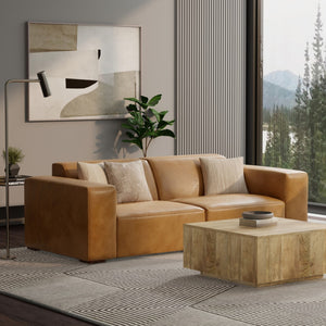 HomeRoots 88" Sienna Leather Modular Sofa - Stylish Comfort, Durable Design, and Elegant Brown Legs for Living Rooms 641024