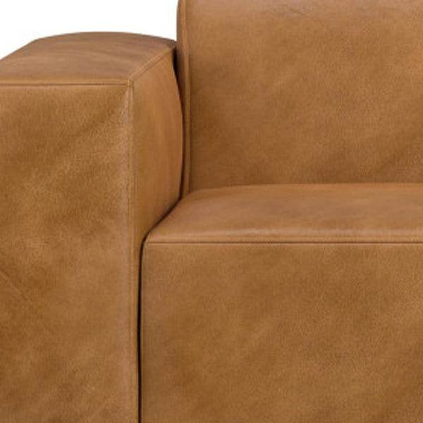 HomeRoots 88" Sienna Leather Modular Sofa - Stylish Comfort, Durable Design, and Elegant Brown Legs for Living Rooms 641024
