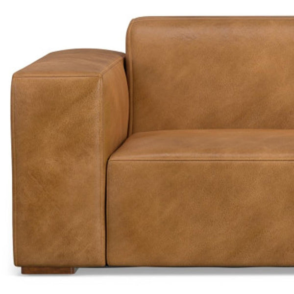 HomeRoots 88" Sienna Leather Modular Sofa - Stylish Comfort, Durable Design, and Elegant Brown Legs for Living Rooms 641024