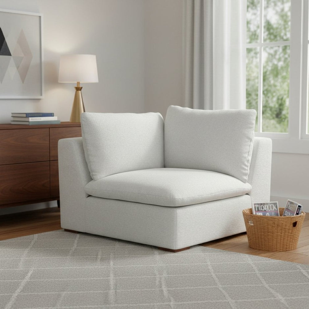 HomeRoots 44" Gray Modular Sofa with Removable Cushions & Brown Legs - Perfect for Small Spaces & Modern Style 641025