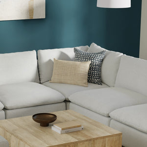 HomeRoots 44" Gray Modular Sofa with Removable Cushions & Brown Legs - Perfect for Small Spaces & Modern Style 641025
