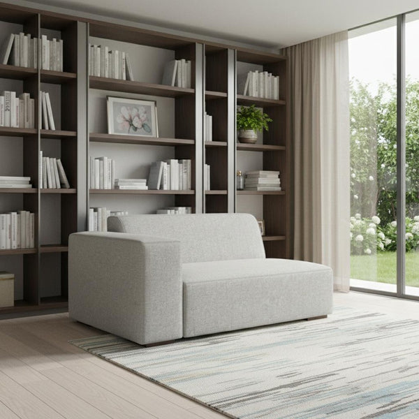 HomeRoots 44" Gray Fabric Modular Sofa – Stylish Tufted Design with Brown Legs for Small Spaces & Flexibility 641026