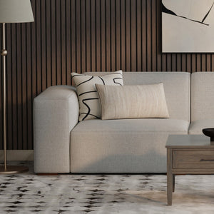 HomeRoots 44" Gray Fabric Modular Sofa – Stylish Tufted Design with Brown Legs for Small Spaces & Flexibility 641026