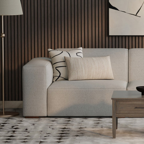 HomeRoots 44" Gray Fabric Modular Sofa – Stylish Tufted Design with Brown Legs for Small Spaces & Flexibility 641026