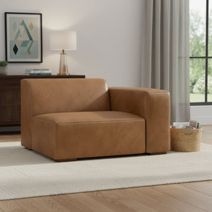 HomeRoots 44" Brown Leather Modular Sofa - Luxurious Comfort, Stylish Design & Versatile Layout for Any Space 641027
