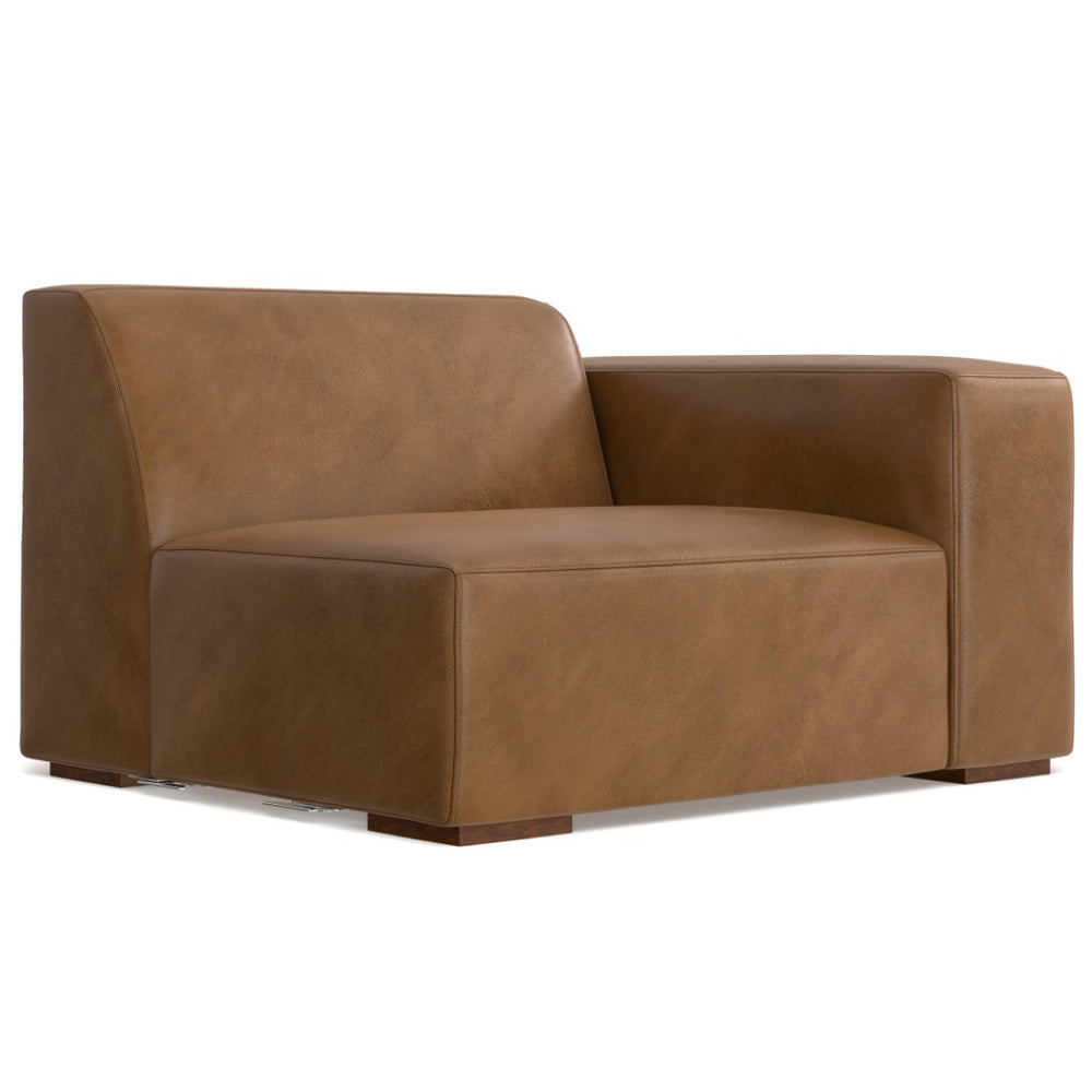 HomeRoots 44" Brown Leather Modular Sofa - Luxurious Comfort, Stylish Design & Versatile Layout for Any Space 641027