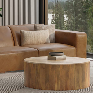 HomeRoots 44" Brown Leather Modular Sofa - Luxurious Comfort, Stylish Design & Versatile Layout for Any Space 641027