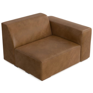HomeRoots 44" Brown Leather Modular Sofa - Luxurious Comfort, Stylish Design & Versatile Layout for Any Space 641027