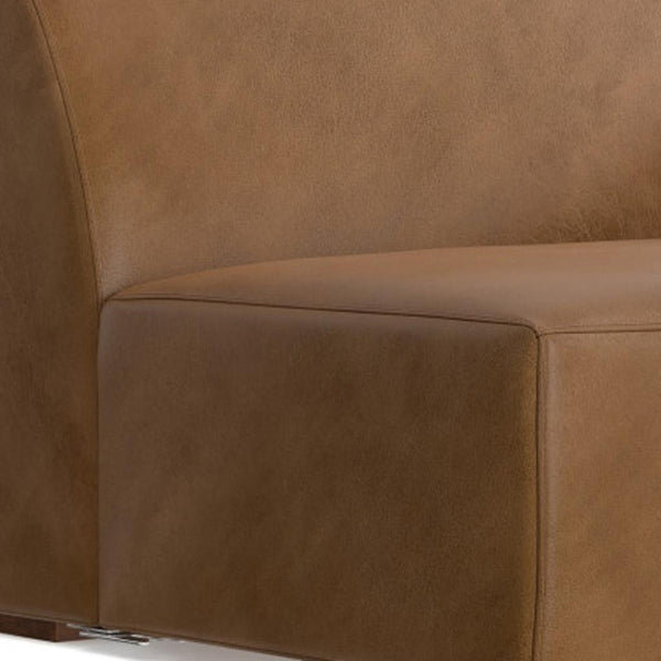 HomeRoots 44" Brown Leather Modular Sofa - Luxurious Comfort, Stylish Design & Versatile Layout for Any Space 641027