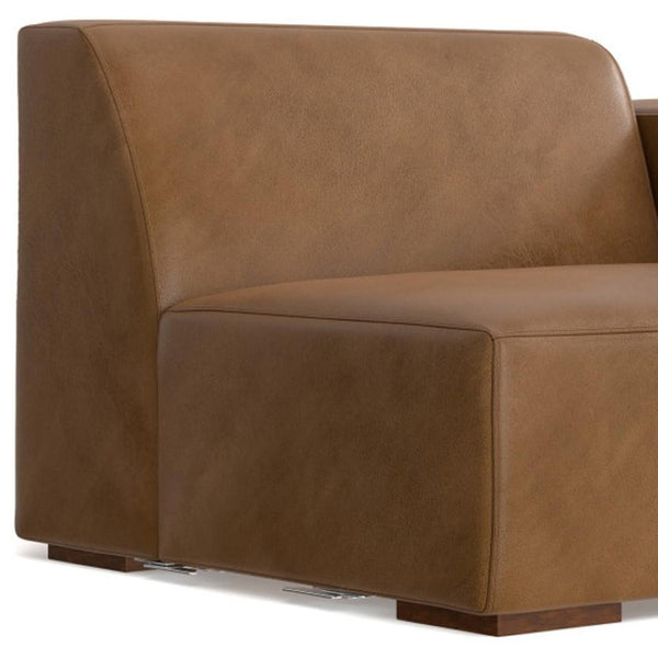 HomeRoots 44" Brown Leather Modular Sofa - Luxurious Comfort, Stylish Design & Versatile Layout for Any Space 641027