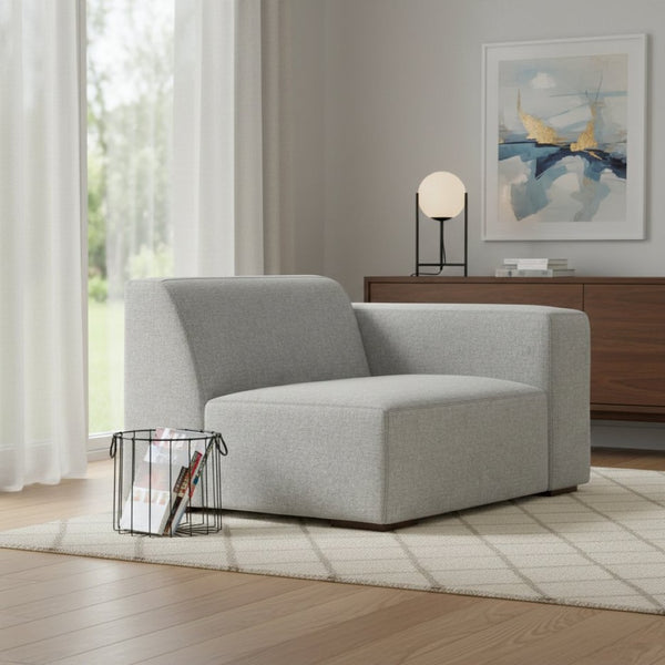 HomeRoots 44" Gray Fabric Modular Sofa – Stylish Compact Seating with Tufted Back & Brown Legs for Any Space 641028