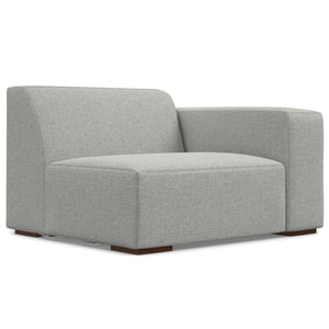 HomeRoots 44" Gray Fabric Modular Sofa – Stylish Compact Seating with Tufted Back & Brown Legs for Any Space 641028