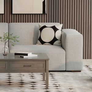 HomeRoots 44" Gray Fabric Modular Sofa – Stylish Compact Seating with Tufted Back & Brown Legs for Any Space 641028