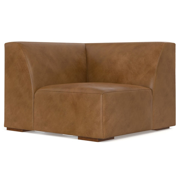 HomeRoots 38" Brown Leather Modular Sofa - Stylish Comfort, Durable Design & Versatile for Modern Living Spaces 641029