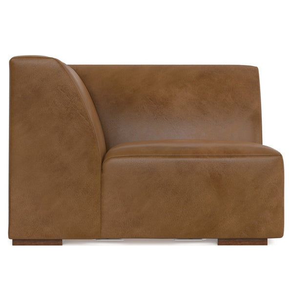 HomeRoots 38" Brown Leather Modular Sofa - Stylish Comfort, Durable Design & Versatile for Modern Living Spaces 641029