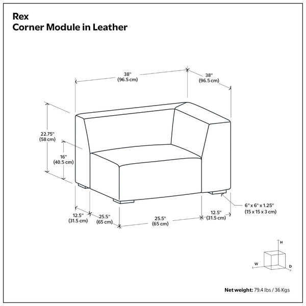 HomeRoots 38" Brown Leather Modular Sofa - Stylish Comfort, Durable Design & Versatile for Modern Living Spaces 641029