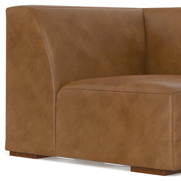 HomeRoots 38" Brown Leather Modular Sofa - Stylish Comfort, Durable Design & Versatile for Modern Living Spaces 641029