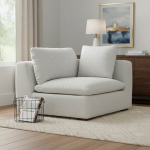 HomeRoots 44" Gray Fabric Modular Sofa - Stylish Compact Seating with Tufted Back & Warm Brown Legs for Modern Homes 641030