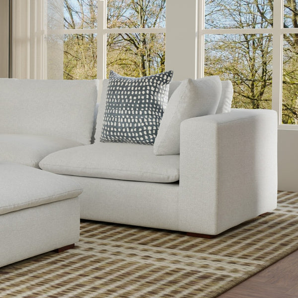 HomeRoots 44" Gray Fabric Modular Sofa - Stylish Compact Seating with Tufted Back & Warm Brown Legs for Modern Homes 641030