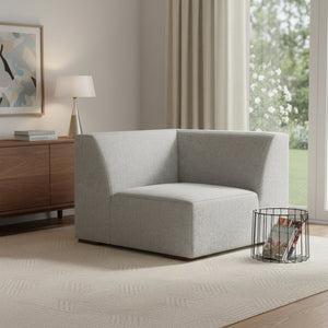 HomeRoots 38" Gray Fabric Modular Sofa – Stylish Tufted Design with Brown Legs for Modern Living Spaces 641031