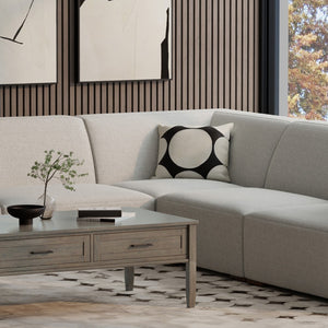 HomeRoots 38" Gray Fabric Modular Sofa – Stylish Tufted Design with Brown Legs for Modern Living Spaces 641031