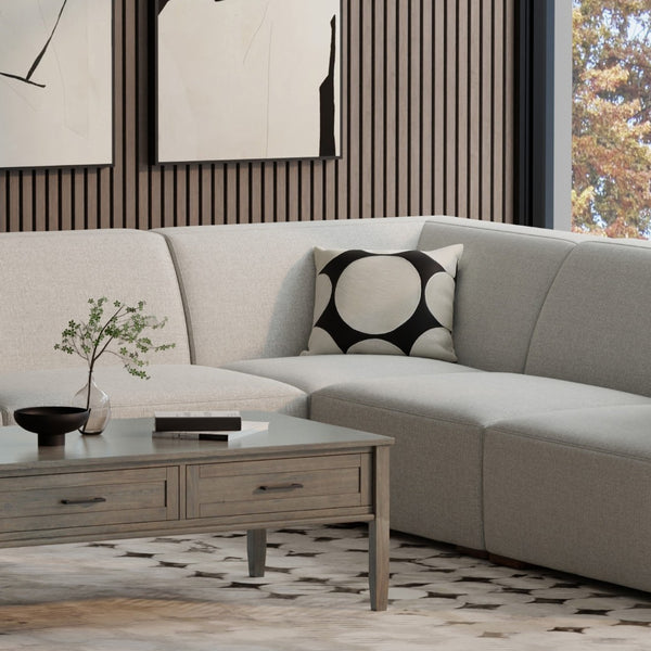 HomeRoots 38" Gray Fabric Modular Sofa – Stylish Tufted Design with Brown Legs for Modern Living Spaces 641031