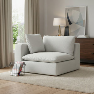 HomeRoots 44" Gray Fabric Modular Sofa - Chic Design, Removable Cushions & Supportive Comfort for Small Spaces 641032