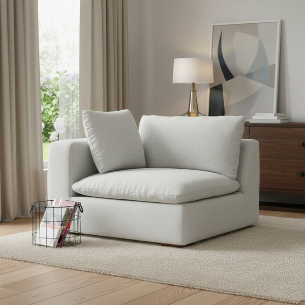 HomeRoots 44" Gray Fabric Modular Sofa - Chic Design, Removable Cushions & Supportive Comfort for Small Spaces 641032