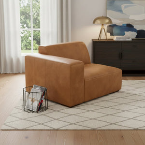 HomeRoots 44" Sienna Leather Modular Sofa - Luxurious Comfort with Brown Legs for Modern Living Spaces 641033